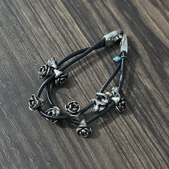 Lucky Brand Metal Rose Leather Bracelet ASO Elena Gilbert FLAWED - Picture 5 of 11